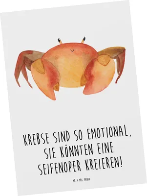 Produktbild von Mr. & Mrs. Panda Postkarte Emotionaler Krebs - Weiß - Geschenk, Fotokarte, Ansichtskarte, fürsorglich, Postkarten, Persönlich, Geschenke Sternzeichen, Emotionalität
