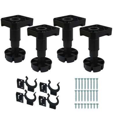 Produktbild von Set aus 4 verstellbaren Küchenfüßen 17 - 24 cm, belastbar bis 450 kg + Clips