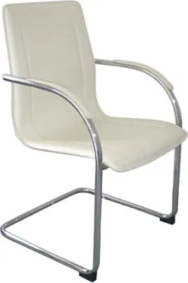 Produktbild von TPFLiving Besucherstuhl Meli Kunstleder Gestell Metall in Chromoptik creme