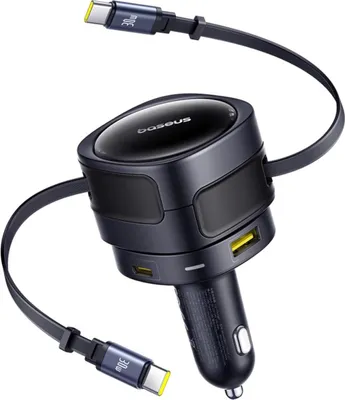 Obrázok produktu pre Baseus Enjoyment Max car charger with USB-C+USB-C cables and USB-A+USB-C ports 90W Black