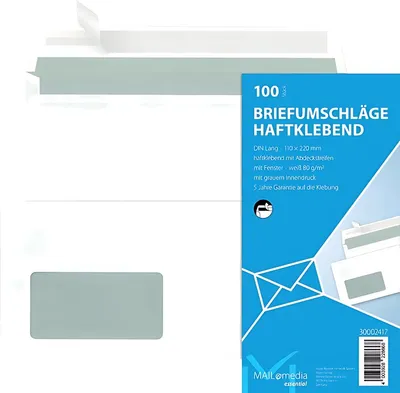 Produktbild von MAILmedia Briefumschlag Offset weiß DIN Lang mit Fenster 100 Briefumschläge