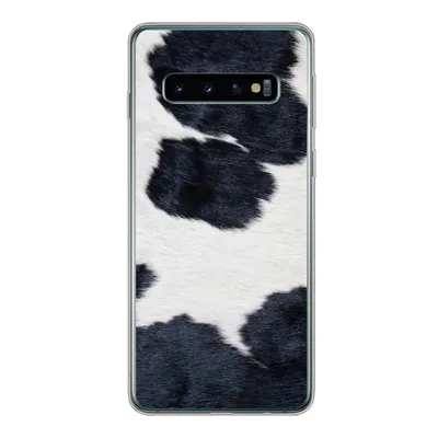 Produktbild von MuchoWow® Handyhülle Schutzhülle Hülle für Samsung Galaxy S10 Bild einer schwarzen und weißen Kuhhaut Silikon Softcase Handy Hülle - Handytasche