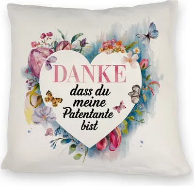 Produktbild von Danke Patentante Kissen Herz Danksagung