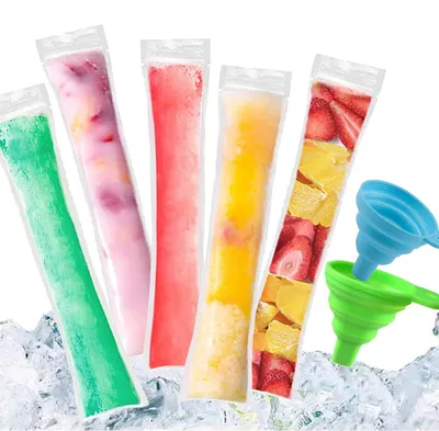 150 Eis-am-Stiel-Beutel, DIY-Eisformen, BPA-frei, mit 2 Trichtern