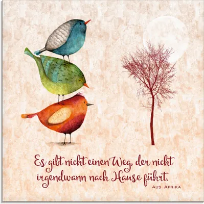 Produktbild von ARTland Glasbild Lebensweisheit Zu Hause Größe: 40x40 cm