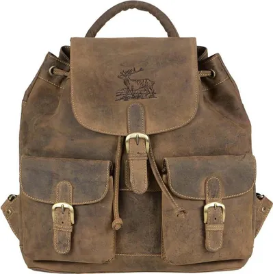 Zdjęcie produktu dla Plecak Greenburry skórzany plecak turystyczny L vintage rustykalny męski motyw jelenia 1711-STAG3-25