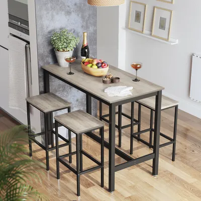 Produktbild von Barový stůl VASAGLE Barový stůl, jídelní stůl (120 x 60 x 90 cm) se 2 barovými židlemi