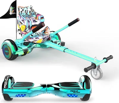 Produktbild von MEGA MOTION Hoverboards mit Hoverkart für Kinder, 6.5 Zoll Hoverboards mit Bluetooth Lautsprecher, mit LED-Leuchten, Geschenk für Kinder und Jugendliche