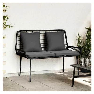 Produktbild von Gartenbank mit Kissen in Schwarz und Anthrazit, 109 x 63 x 83 cm