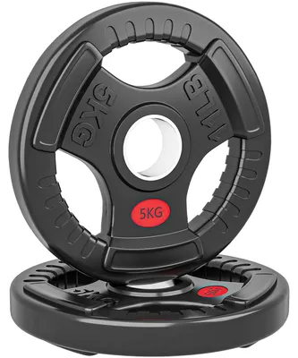 Immagine prodotto di SunvelloSet di Dischi Pesi 2x5 kg con Foro da 5 cm e 3 Impugnature, Acciaio con Rivestimento in Plastica, Nero