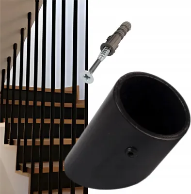 Immagine prodotto di Supporto tubolare - Ø 25 mm - Montaggio angolare 32° - per ringhiera ad arpa - Supporto per asta di riempimento per ringhiera - Acciaio verniciato a polvere - Nero