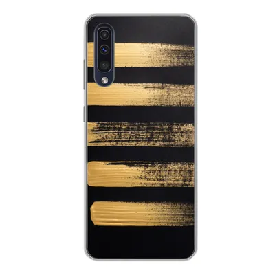 Produktbild von MuchoWow® Handyhülle Schutzhülle Hülle für Samsung Galaxy A50 Muster aus goldener Farbe auf schwarzem Hintergrund Silikon Softcase Handy Hülle - Mobiltelefonhülle