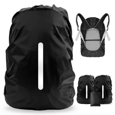 Produktbild von Rucksack Regenschutz wasserdicht 2 Stück Schulranzen Regenhülle mit Reflexstreifen für 18-25L Rucksäcke Schwarz S