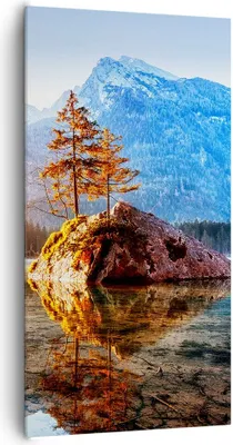 Produktbild von Bild auf Leinwand - Leinwandbild - Einteilig - Morgendämmerung Berge See - 65x120cm - Wand Bild - Wanddeko - Wandbilder - Leinwanddruck - Bilder - Wanddekoration - Leinwand bilder - PA65x120-4617