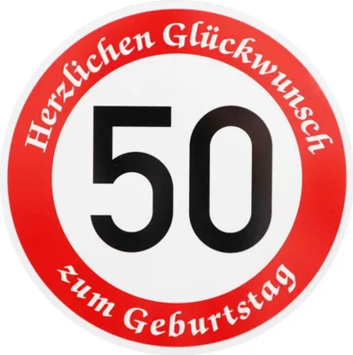 Produktbild von ORIGINAL VERKEHRSSCHILD  50  MIT GEBURTSTAGSTEXT als Sonderschriftzug Geburtstagsgeschenk Verkehrszeichen Schild Geburtstagsschild Straßenschild Geschenkidee Schilder Verkehrsschilder Straßenschilder