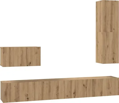 Immagine prodotto di vidaXL Mobile TV a parete a parete 4 pezzi in legno di quercia artigianale