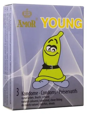 Produktbild von Amor Young Kondome 3 Stück naturfarben glatt mit Gleitmittel