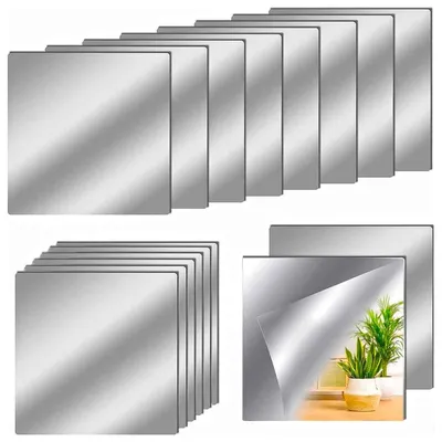 Produktbild von 16er-Set Spiegelplatten Acrylglas 15x15 cm selbstklebend Wanddekoration Badezimmer Wohnzimmer