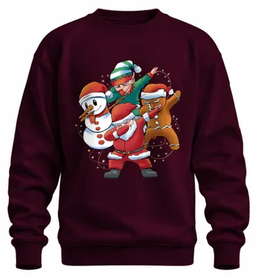 Zdjęcie produktu dla Dabbing Snowman Elf Santa - Świąteczny prezent Świąteczny sweter uni , bordowy, L