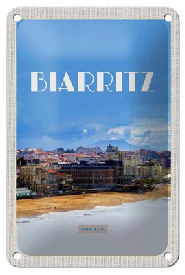 Produktbild von Blechschild Reise 12x18cm Biaritz France Reiseziel Urlaub Dekoration