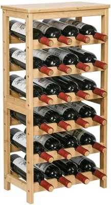 Immagine prodotto di Portabottiglie in bambù da 24 bottiglie, 6 ripiani, legno, 41x24x81 cm, naturale