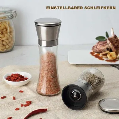 Produktbild von Famanu Salz- und Pfeffermühle Set - 2-teilig, Glas und Edelstahl