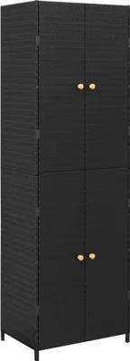 Produktbild von Gartenschrank Schwarz 59x40x180 cm Poly Rattan
