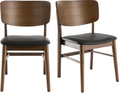 Produktbild von Miliboo - Stühle in Nussbaumholz in schwarz ( 2er-Set) SHELDON