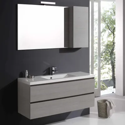 Immagine prodotto di Mobile bagno con cassetti 120 cm specchio e pensile | Manhattan