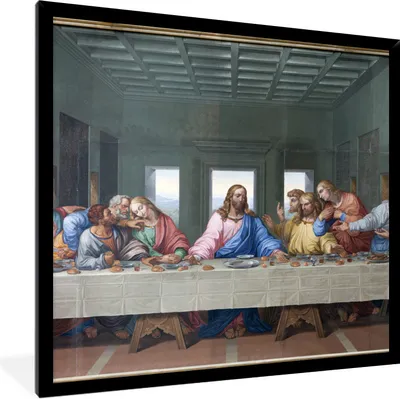 Produktbild von MuchoWow® Gerahmtes Poster Das letzte Abendmahl - Leonardo da Vinci 40x40 cm - Poster mit Schwarzem Bilderrahmen Wandposter Rahmen Foto Bilder - Mit Rahmen - Wanddekoration Schlafzimmer