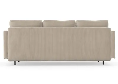 Produktbild von Abbe 3-Sitzer-Sofa mit Schlaffunktion, Massivholzkonstruktion, skandinavischer Stil, hohe Metallbeine, schwarz, Cord-Stoff Scala Mud Hazel