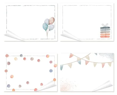 Produktbild von 4 x 25 Geschenketiketten zum Beschriften Geburtstag weiß pastell 7,4 x 5,2 cm