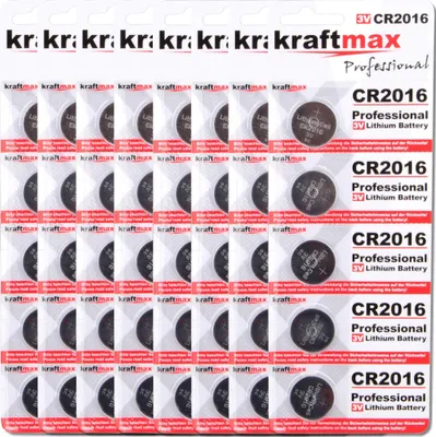 Produktbild von Kraftmax 40er Pack CR2016 Lithium Hochleistungs- Batterie / 3V Knopfzelle für professionelle Anwendungen - Neuste Generation