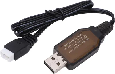 A USB charging cable for an RC car battery.