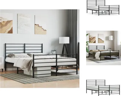 Produktbild von vidaXL Bettgestell mit Kopf- und Fußteil Metall Schwarz 140x200 cm - Betten & Bettgestelle