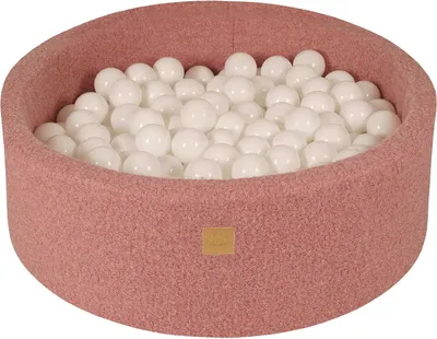 Produktbild von MeowBaby Boucle Rosa Bällebad rund 90x30cm, bälle: Weiss