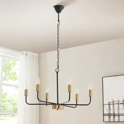 Immagine prodotto di Lampadario 'Bishop' a 6 luci E14 in metallo nero/ottone