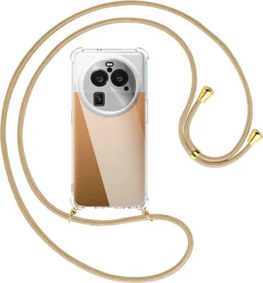 Produktbild von Handykette Backcover-Schutzhülle mit Band (Metall goldfarben) für Oppo Find X6 Pro (PGEM110,PGEM10) - caramel