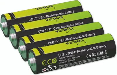 Produktbild von Verico 1UDBT-A1WEAC-NN, 1700 mAh, Lithium-Ion (Li-Ion), AA, 1,5 V, Schwarz, Grün