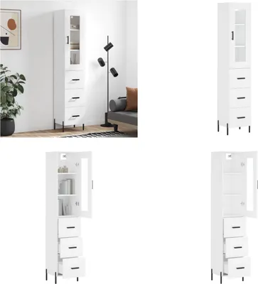 Produktbild von vidaXL Highboard Weiß 34,5x34x180 cm Holzwerkstoff - Highboard - Highboards - Sideboard - Schrank