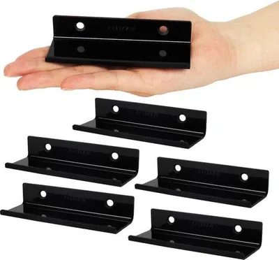 Productafbeelding van Famanu wandhouder voor vinylplaten, 6 stuks - Zwarte houder voor vinylalbums