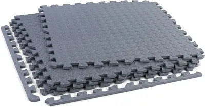 Produktbild von Fitnessboden Riffelblech Puzzle Sportmatte Grau 61x61cm 10mm 4 Stück