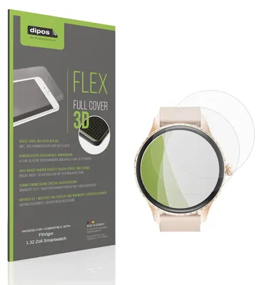 Produktbild von 2x Full Cover Schutzfolie matt für FitVigor 1.32 Zoll Smartwatch Panzerfolie Anti-Shock