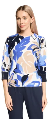 Productafbeelding van Betty Barclay dames trui met print, maat 42, lichtblauw/crème