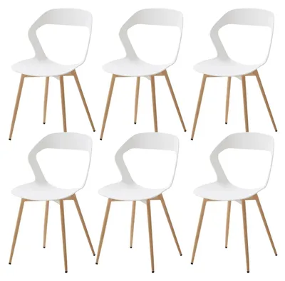 Produktbild von Set aus 6 weißen Esszimmerstühlen – Stühle – Konferenzstühle – Hocker – Designstühle – Skandinavisches Design