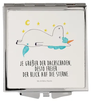 Produktbild von Mr. & Mrs. Panda Schminkspiegel Einhorn Sternenhimmel - Weiß - Geschenk, Sterne, Reise Kosmetikspiegel, Handspiegel, Taschenspiegel, Einhörner, Verrückt, Unicorn