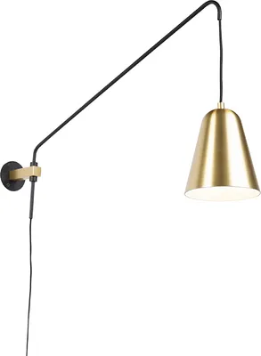 Produktbild von QAZQA - Retro Retro Wandleuchte Gold I Messing I Messing mit Schirm - Demi I Wohnzimmer I Schlafzimmer - Stahl Länglich - LED geeignet E27