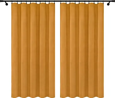 Obrázok produktu pre Zamatové závesy s volánovou páskou 140x280 cm 2 kusy horčicové žlté