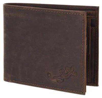 Produktbild von oxmox Leder Geldbörse Leather RFID Protect Querscheinbörse Lizard 2.0 Embossed Vintage Dark Brown dunkelbraun
