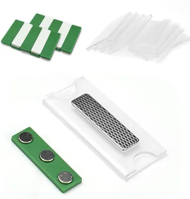 Productafbeelding van Naambordjes Magnetisch - Naamkaarten Klem - Identificatie Tonen - Sterke Neodymium Magneten - 10 Stuks - Groen